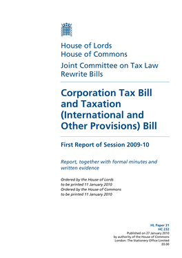 Corporation Tax Bill and Taxation (International and Other Provisions) Bill