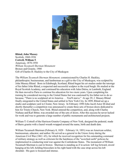 Rhind, John Massey Scottish, 1860-1936 Cottrell, William T. American, 1878-1950 William Tecumseh Sherman Monument Bronze and Granite, 1900 Gift of Charles H