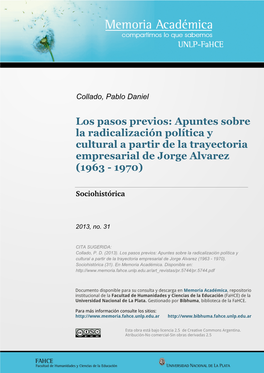 Apuntes Sobre La Radicalización Política Y Cultural a Partir De La Trayectoria Empresarial De Jorge Alvarez (1963 - 1970)