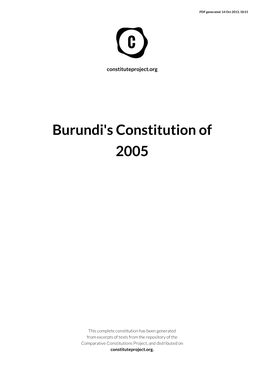 Burundi's Constitution of 2005