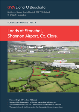 Lands at Stonehall, Shannon Airport, Co. Clare