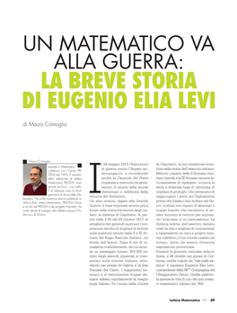 LA BREVE STORIA DI EUGENIO ELIA LEVI Di Mauro Comoglio