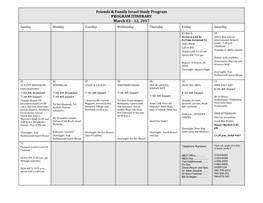 Friends & Family Israel Study Program PROGRAM ITINERARY March 03