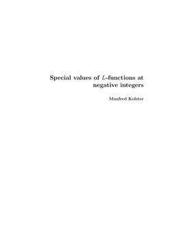 Special Values of L-Functions at Negative Integers