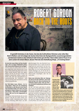 Robert Gordon Back to the Roots Interview « Gerd Rothenberger Fotos « Dallyn Pavey, Howard Pitkow, Steve Stoltzfus