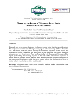 Measuring the Degree of Oligopsony Power in the Brazilian Raw Milk Market