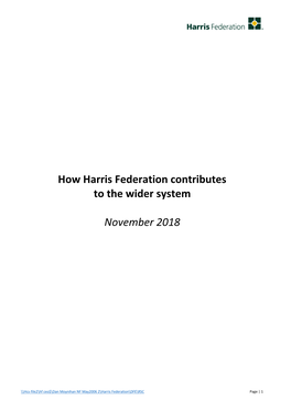 How Harris Federation Contributes to the Wider System November 2018