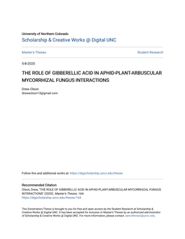 The Role of Gibberellic Acid in Aphid-Plant-Arbuscular Mycorrhizal Fungus Interactions