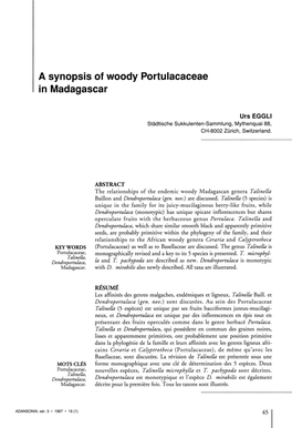 A Synopsis of Woody Portulacaceae in Madagascar