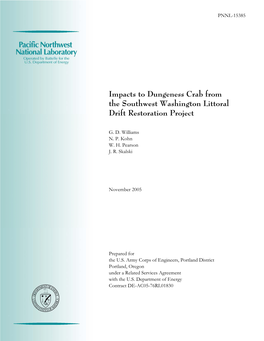 Impacts to Dungeness Crab from the Southwest Washington Littoral Drift Restoration Project