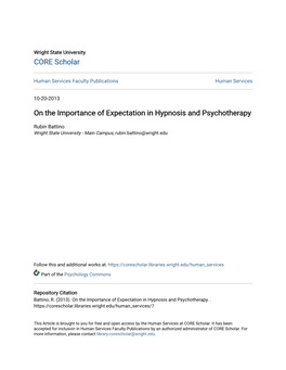 On the Importance of Expectation in Hypnosis and Psychotherapy