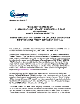 XSCAPE Tour Press Release Columbus GA
