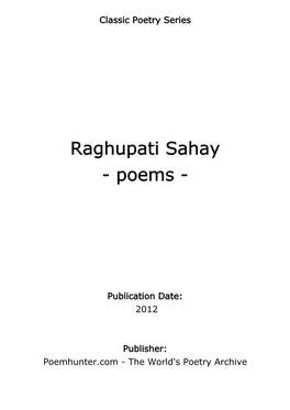 Raghupati Sahay - Poems