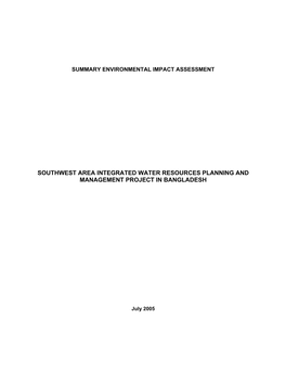 Southwest Area Integrated Water Resources Planning and Management Project in Bangladesh