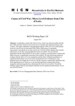 H I C N Households in Conflict Network