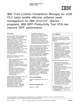 IBM Tivoli License Compliance Manager for Z/OS V3.2 Helps