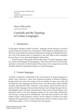 Creoloids and the Typology of Contact Languages