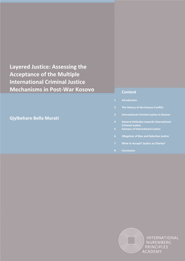 Layered Justice: Assessing the Acceptance of the Multiple International Criminal Justice Mechanisms in Post-War Kosovo Content