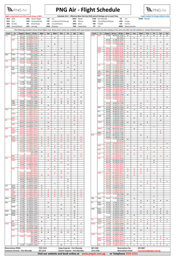 PNG Air - Flight Schedule