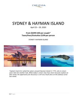 Sydney & Hayman Island