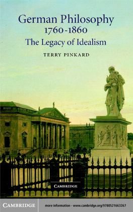 German Philosophy 1760-1860: the Legacy of Idealism