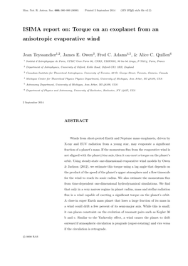 ISIMA Report On: Torque on an Exoplanet from an Anisotropic Evaporative Wind