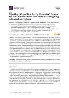 Hijacking of Lipid Droplets by Hepatitis C, Dengue and Zika Viruses—From Viral Protein Moonlighting to Extracellular Release