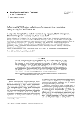 Influence of N/COD Ratios and Nitrogen Forms on Aerobic Granulation in Sequencing Batch Airlift Reactor