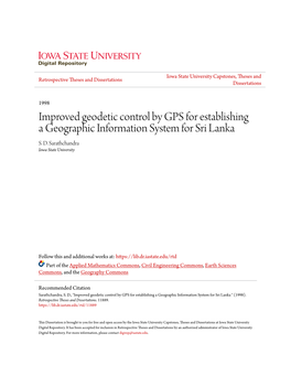 Improved Geodetic Control by GPS for Establishing a Geographic Information System for Sri Lanka S