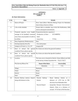 (157140 TPA), ML Area 7.76 Ha, District- Buxar(Bihar) Form - 1 / Appendix – I