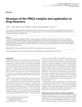 Structure of the PRC2 Complex and Application to Drug Discovery