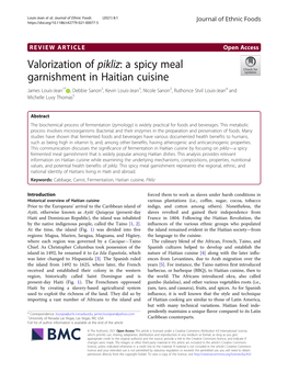 Valorization of Pikliz: a Spicy Meal Garnishment in Haitian Cuisine