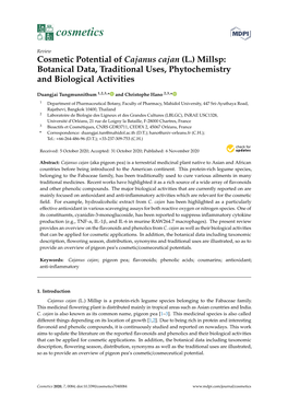 Cosmetic Potential of Cajanus Cajan (L.) Millsp: Botanical Data, Traditional Uses, Phytochemistry and Biological Activities