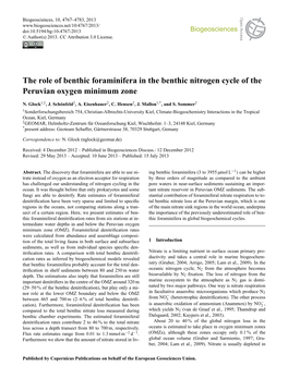 The Role of Benthic Foraminifera in the Benthic Nitrogen Cycle of The