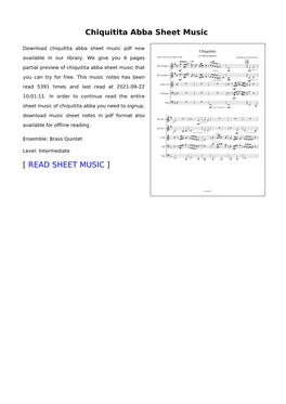 Chiquitita Abba Sheet Music