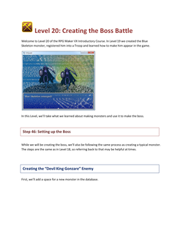 Level 20: Creating the Boss Battle