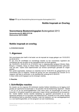 Bijlage 11 Bij De Plantoelichting Bestemmingsplan Buitengebied 2013 Notitie Inspraak En Overleg