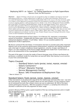 Standard Solaris Tools (Prstat, Iostat, Mpstat, Vmstat)