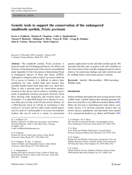 Genetic Tools to Support the Conservation of the Endangered Smalltooth Sawﬁsh, Pristis Pectinata