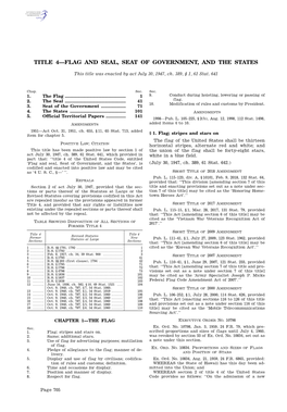 Title 4—Flag and Seal, Seat of Government, and the States