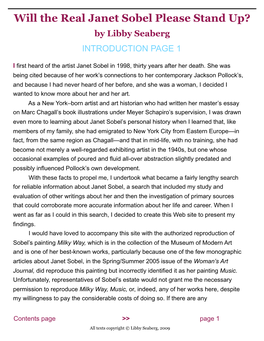 Will the Real Janet Sobel Please Stand Up? by Libby Seaberg INTRODUCTION PAGE 1