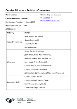 Concise Minutes - Petitions Committee