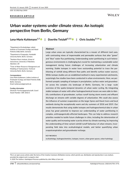 Urban Water Systems Under Climate Stress: an Isotopic Perspective from Berlin, Germany