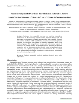 Recent Development of Cardanol Based Polymer Materials-A Review