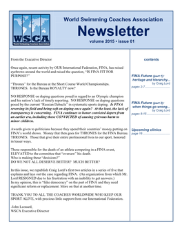 Newsletter Volume 2015 • Issue 01