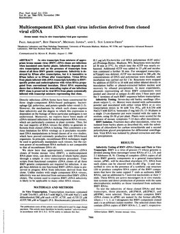 Multicomponent RNA Plant Virus Infection Derived from Cloned Viral