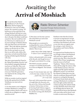 Awaiting the Arrival of Moshiach