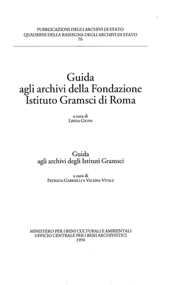 Guida Agli Archivi Della Fondazione Istituto Gramsci Di Roma