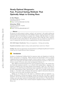 Fast, Practical Sorting Methods That Optimally Adapt to Existing Runs