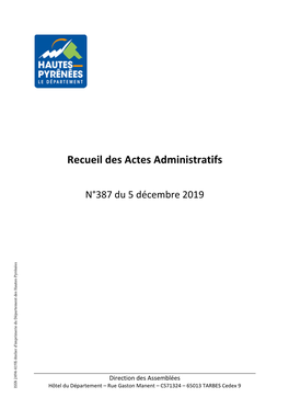 Recueil Des Actes Administratifs